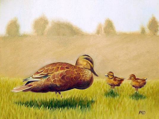 Duck With Ducklings, oil on canvas, 2017